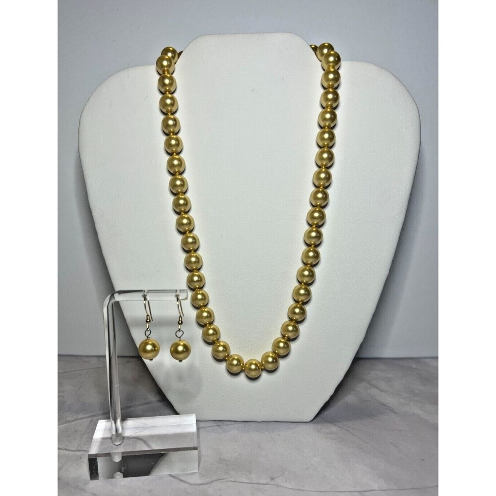 Yellow South Pacific Shell Pearls Necklace & Earring Set, (0105)